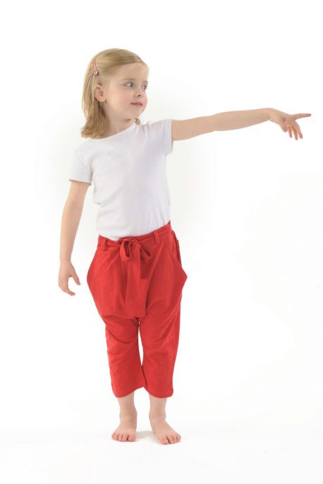 Pantalon sarouel enfant pur coton bio Rouge