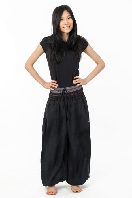 Pantalon saroual bouffant noir sari brillant Kevah