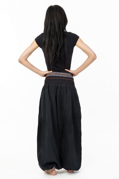Pantalon saroual bouffant noir sari brillant Kevah