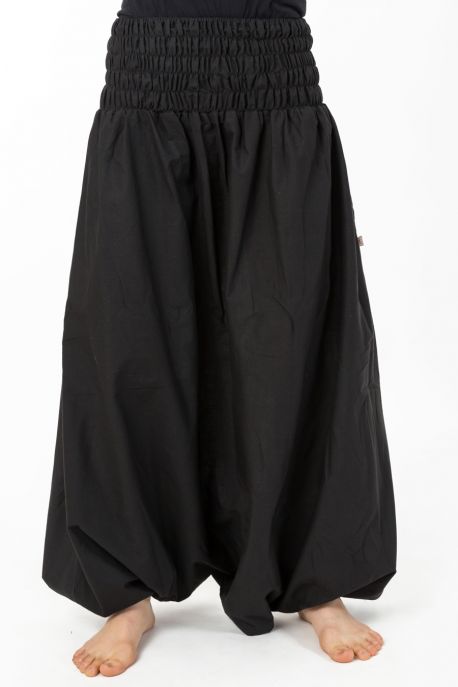 Sarouel ethnique grande taille mixte coton doux noir