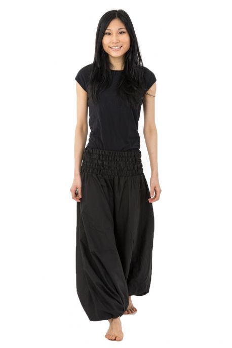Sarouel ethnique grande taille mixte coton doux noir