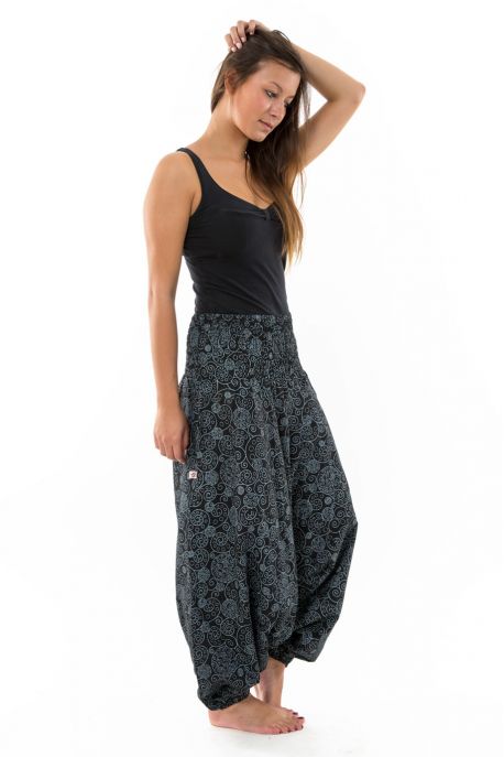 Sarouel femme elastique spirale etnique chic hiver personnalisable