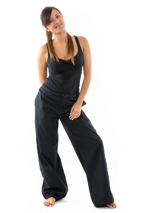 Pantalon femme homme hiver zen chic noir uni personnalisable