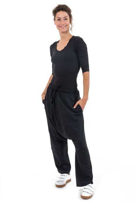 Sarouel long noir uni Pramukha