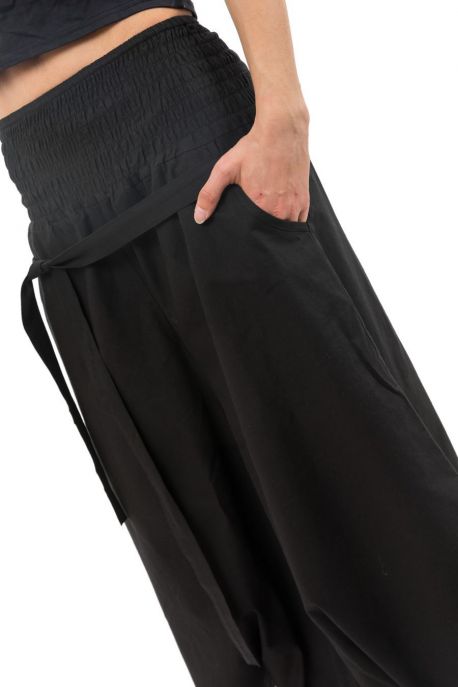 Pantalon sarouel femme faux effet jupe noir Suci