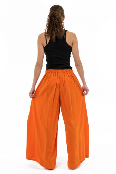 Pantalon ethnique leger ceinture sari brillant orange Orih
