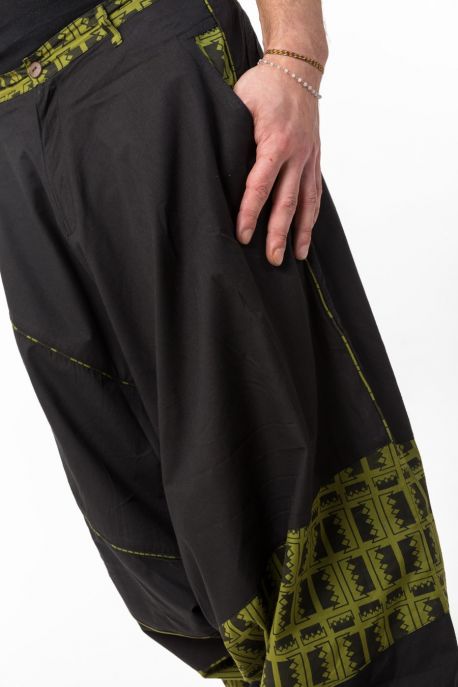 Sarouel homme ethnique noir kaki Nehuda