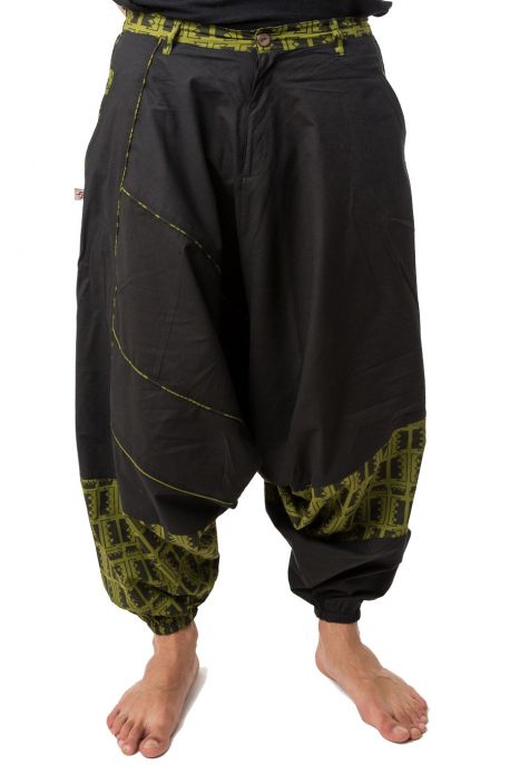 Sarouel homme ethnique noir kaki Nehuda