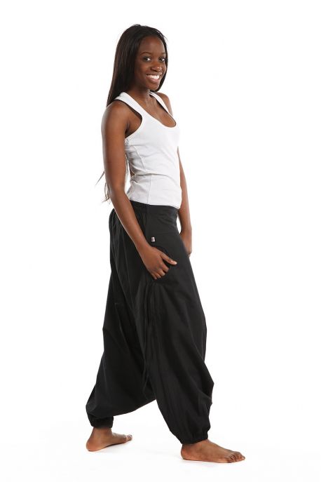 Sarouel femme homme printemps ete basic ethnic noir personnalisable