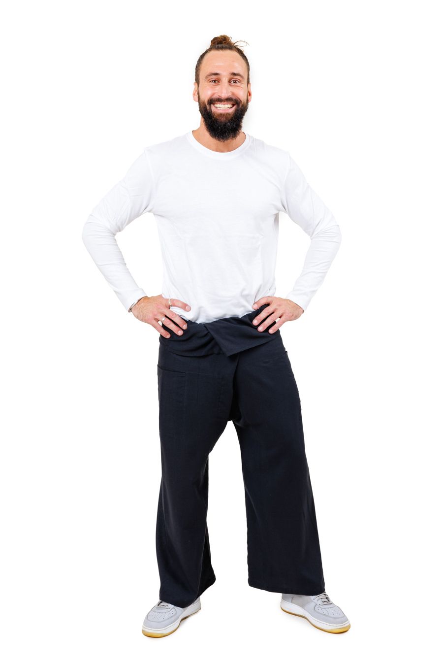 FANTAZIA Pantalon Thai Noir Rayures Noires - Taille Unique - 100