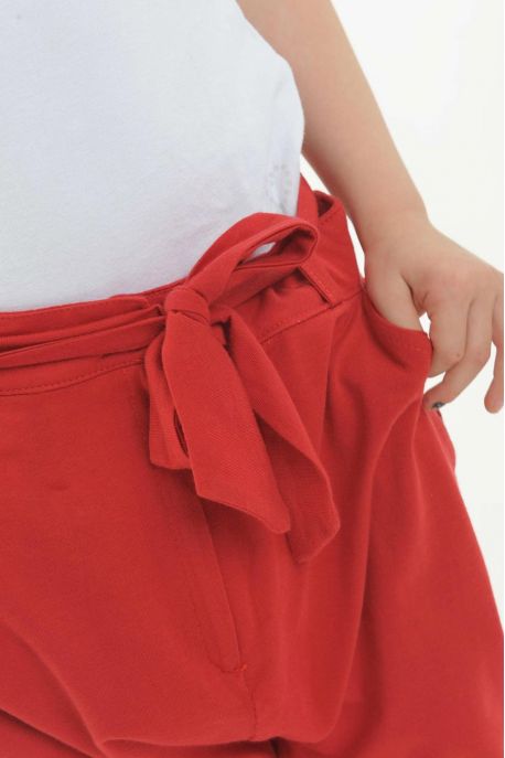 Pantalon sarouel enfant pur coton bio Rouge