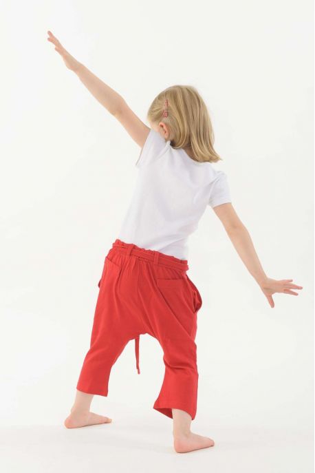 Pantalon sarouel enfant pur coton bio Rouge