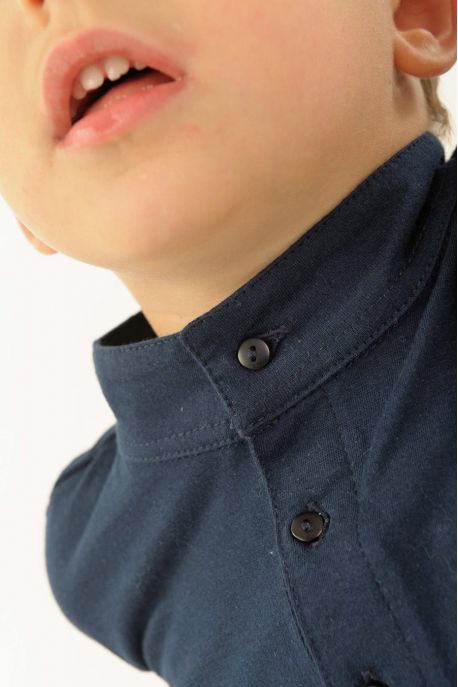 T-shirt polo coton bio col mao manches longues enfant