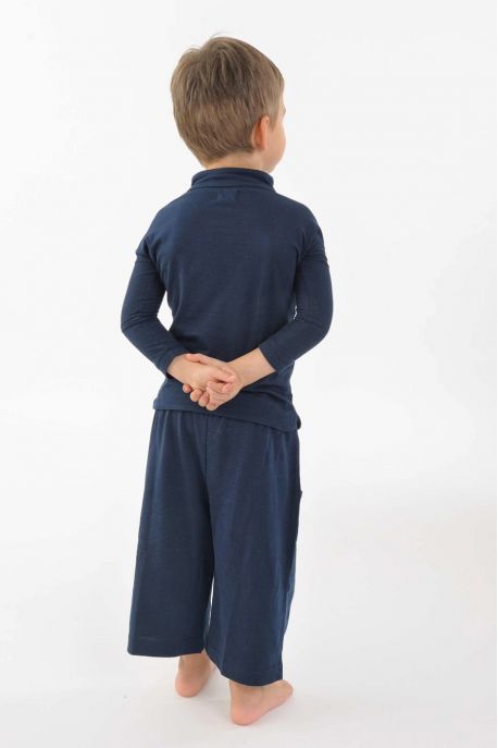 T-shirt polo coton bio col mao manches longues enfant