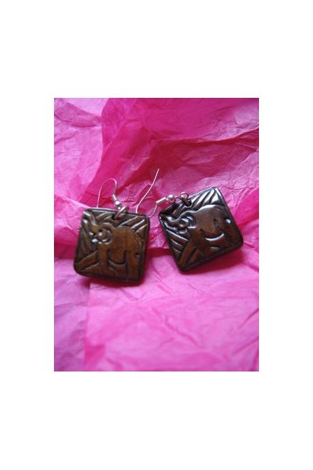 BO7031 Boucle d oreille os de buffle nepalais elephant