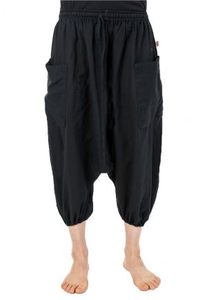 Combi Sarouel Noir Imprimé Mandala - Coton Léger Du Népal, Taille S à XXXL, Confortable Et Original