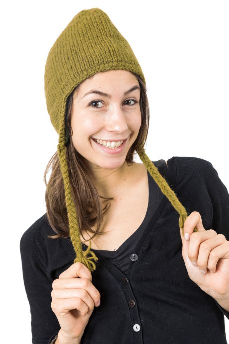 Bonnet kakis pure laine et polaire douce du Nepal